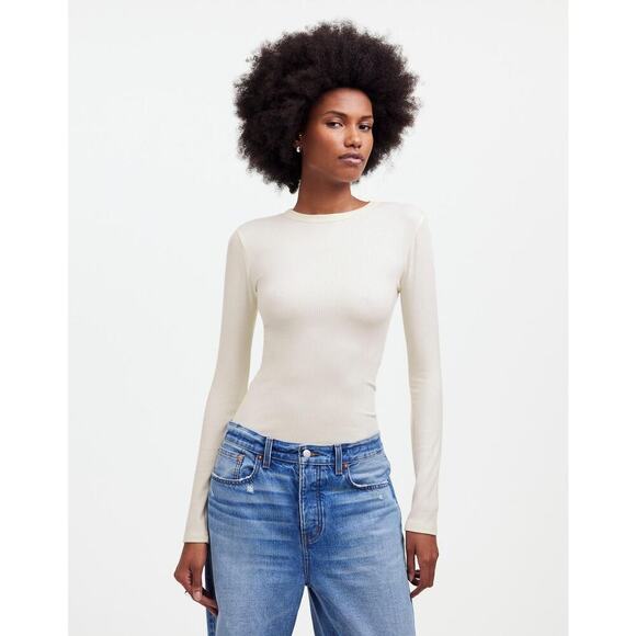 Madewell NWT Drapey Rib Long-Sleeve Tee - MSRP $52 - Picture 1 of 4